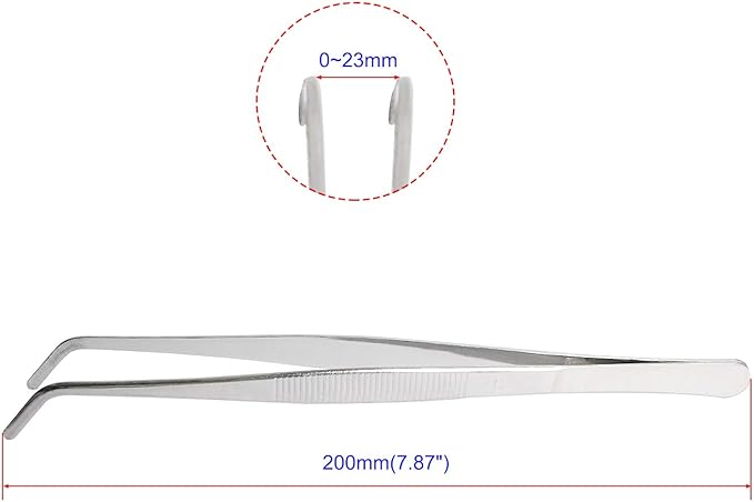 Aoje-Link Stainless Steel Tweezers with Curved Serrated Tip Sewing Machine Electronic Repair Tweezers Pliers Multi-Purpose Tweezers Tool Pliers Silver 2pcs