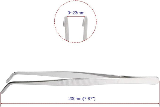 Aoje-Link Stainless Steel Tweezers with Curved Serrated Tip Sewing Machine Electronic Repair Tweezers Pliers Multi-Purpose Tweezers Tool Pliers Silver 2pcs