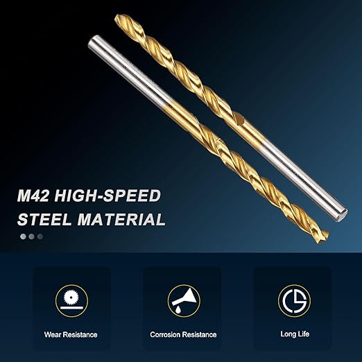 PATIKIL 3.6mm Drill Bit, M42 8% Cobalt High-Speed Steel Jobber Straight Shank 135° Titanium Nitride (TiN) Coated for Hard Metal Stainless Steel - 2 Pack