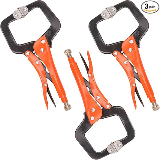 3 Pack 11 Inch Locking C Clamp, Versatile C Clamp Locking Pliers, Heavy Duty Vice Grips for Home Improvement, Welding & Workshop