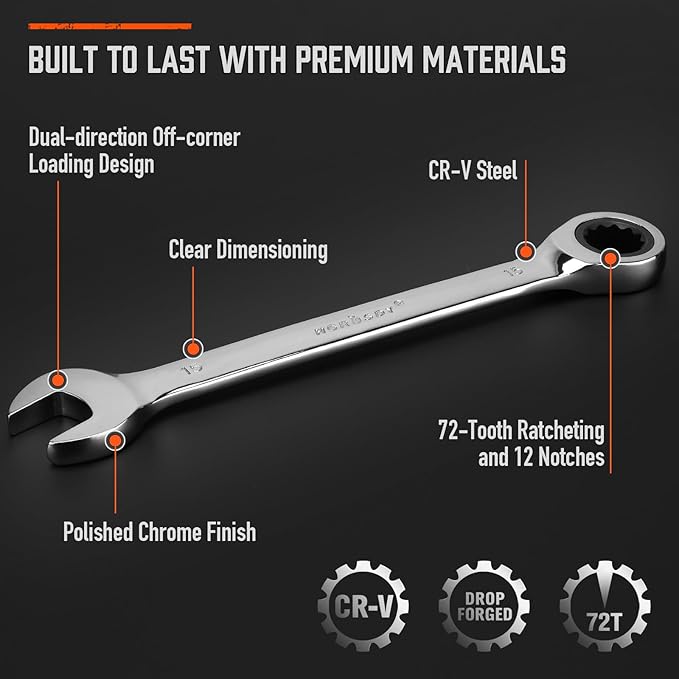 HORUSDY 13-Piece Sturdy Ratcheting Wrench Set | Metric Sizes 6??9mm | Max Torque Ratchet Combination Wrenches Set with Storage Rack | 72-Tooth | Chrome Vanadium Steel