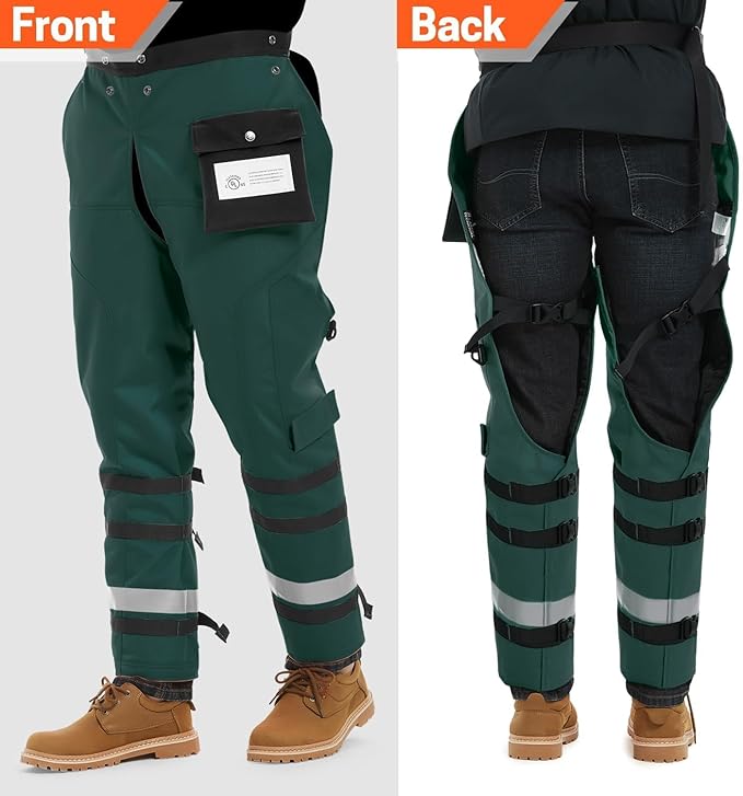 Technical Wrap Chainsaw Chaps by UL Class A 8 Layers Chainsaw Pants Apron Style Army Green
