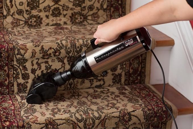 METROVAC VM4SB500 Evolution Hand Vacuum, 120V, 504W, Powerful, Lightweight, All-Steel, Easy Cleanups for Home, Office, Car, Satin Nickel/Black Finish