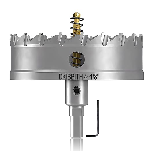 TCT Hole Saw Set, 4-1/8"(105mm) Heavy Duty Tungsten Carbide Tipped Hole Cutters for Stainless Steel Mild Steel Copper Iron Brass Plastic and More, with Titanium-Plated Pilot Drill Bits.