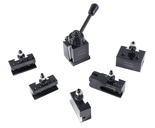 Accusize Industrial Tools - OXA Wedge Type Quick Change Tool Post Set for Mini Lathe, 6-9 Inch Swing, 6 Pcs, Steel Construction, 0251-0000