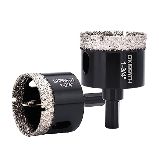 1-3/4" Diamond Hole-Saw Bits with Pilot Drill Bit - 2pc 1 3/4 in Diamond Tipped Tile Hole Saws with Guiding Bit for Accurate Drilling, for Porcelain Tile Ceramic Pots Granite Stone Glass Bottles 45mm
