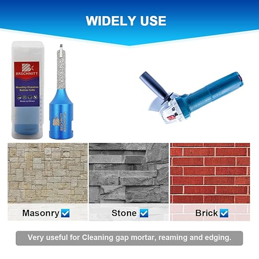 Diamond Mortar Raking Bit - BRSCHNITT 2pcs Mortar Raking Tuck Pointing with Carbide Tipped for Granite Marble Concrete Masonry Stone Removals Vacuum Brazed Bit 5/8-11 Thread (8 * 121mm 5/16"* 4-4/5")