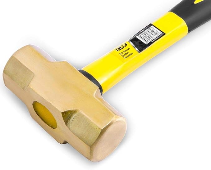 Stark USA 3-Pounds Brass Head 3lb Sledge Hammer Fiber Glass 13-inch Handle With Comfortable Grip 5 Pieces Hammer