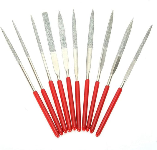 10Pcs Wood RASP with Premium Grade Steel Hand File, Round Hand RASP, Half Round Flat & Needle Files, Filing Tool Woodworking DIY Mini Handcraft Wood Rasp Files Needle Set for Sharping Wood