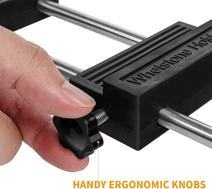 POWERTEC Sharpening Stone Holder - Adjustable Whetstone Stone Holder, 3-1/4" to 14-1/4", Non-Slip Rubber Base for Secure Knives Sharpening for Kitchen w/knife Sharpener, Wet, Diamond Stone (71671)