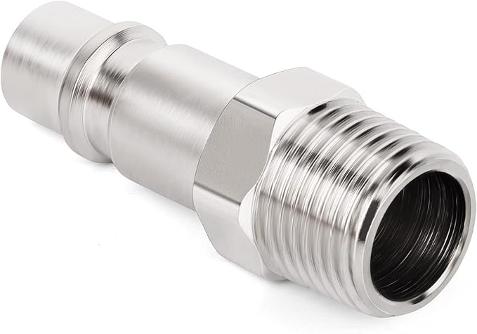 GASHER 10PCS 1/4-Inch NPT Male Industrial Air Tool Fitting, 3/8-Inch High Flow Pneumatic Plugs