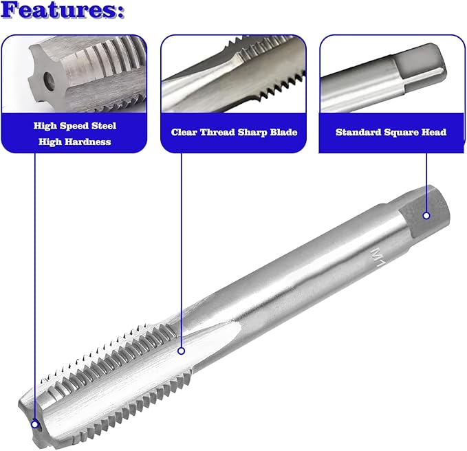 M16 x 1.5 Metric Thread Tap and Die Set, M16 x 1.5mm High-Speed Steel Machine Tap and Die Set, Right Hand Thread Tap and Round Thread Die