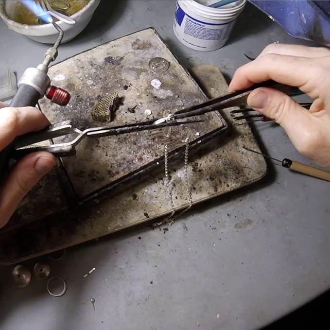 MMOBIEL Industrial Precision Fiber Grip Soldering Tweezer Cross Locking Straight Pointed Tip Stainless Steel for Electronics Repair, Jewelry, Computer, Laboratory Work etc.