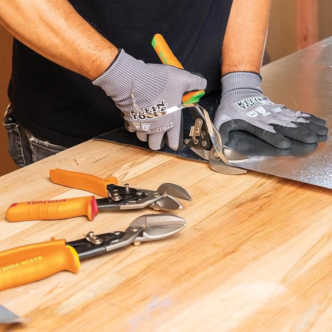 Klein Tools 2400L Left-Cutting Offset Snips, Aviation Tin Snips with Forged Blade for Precision Sheet Metal Cutting