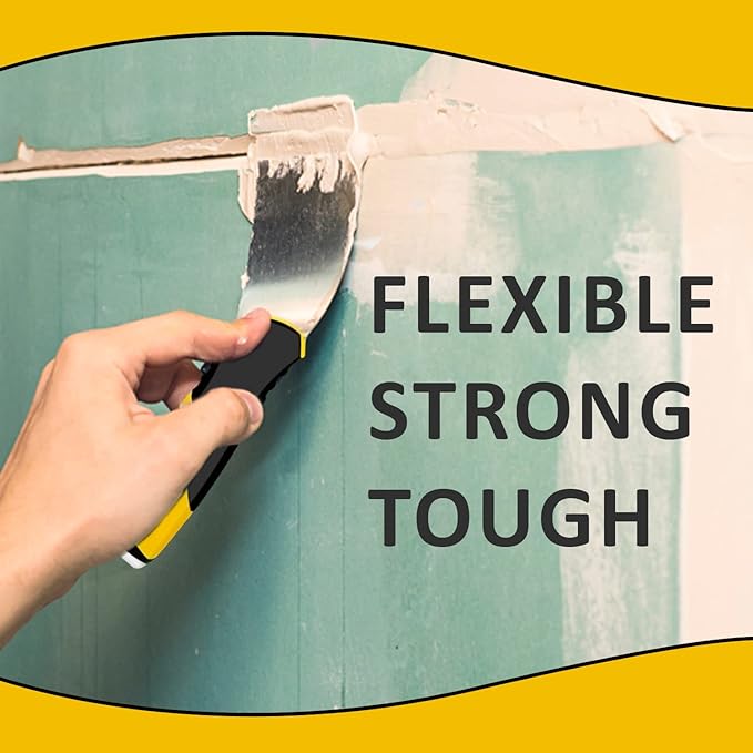 Flexible Putty Knife Scraper Tool, Spackle Knife Stainless Steel Blade with Soft Grip Handle, Metal Scraper Tool for Drywall Finishing, Plaster Painting Scraping, Decals, and Wallpaper (3)