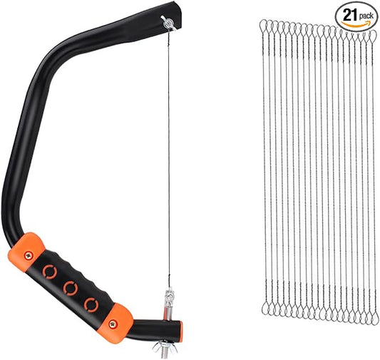 15Inch Coping Saw for Woodworking - with 20Pcs 360° Spiral Blades for Wood, Plastic,Rubber,Crafts,Soft Metal,Soft Basswood Blocks Cutting | Essential Hand Saw for DIY Enthusiasts & Outdoor Use