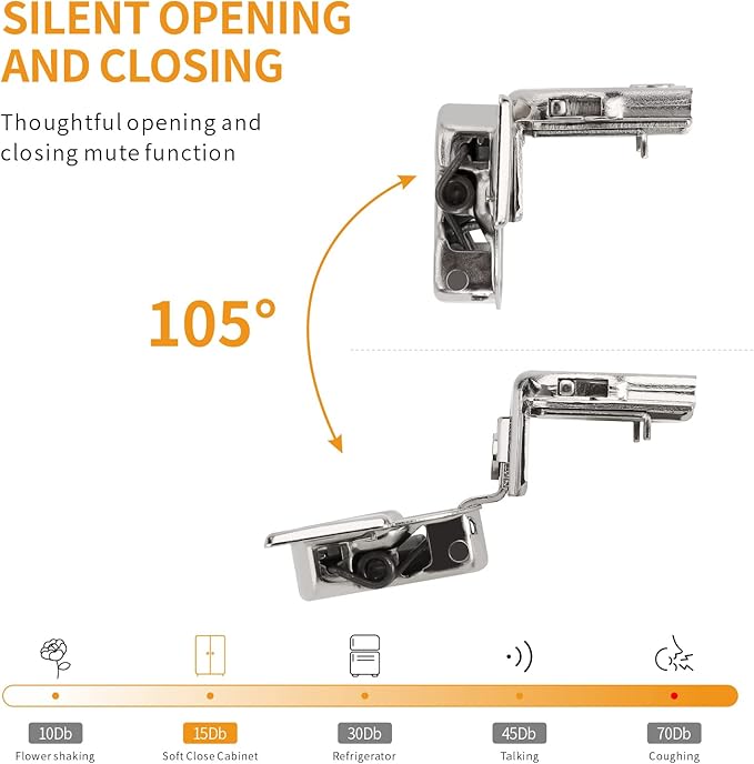 Chibery 8 Pack 1-1/4" Overlay 3D Soft Close Concealed Hinge for Face Frame Door, Satin Nickel, Hidden 105 Open Angle Stainless Steel Hinge for Kitchen Cabinet Door