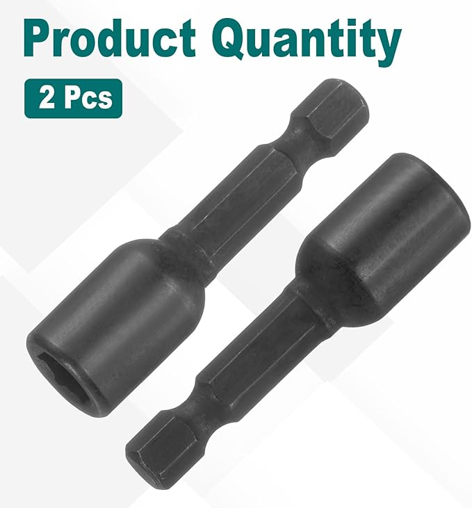 uxcell 2Pcs 1/4" Hex Shank 7mm Magnetic Hex Socket 48mm Length, CR-V Steel Quick-Release Impact Driver Socket Wrench Screw for Impact Drill Power Nut Setter