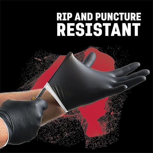 Venom Steel Nitrile Gloves, 6 mil Disposable Latex Free Black Gloves, 2 Layer Rip Resistant Gloves, XX-Large (Pack of 90)