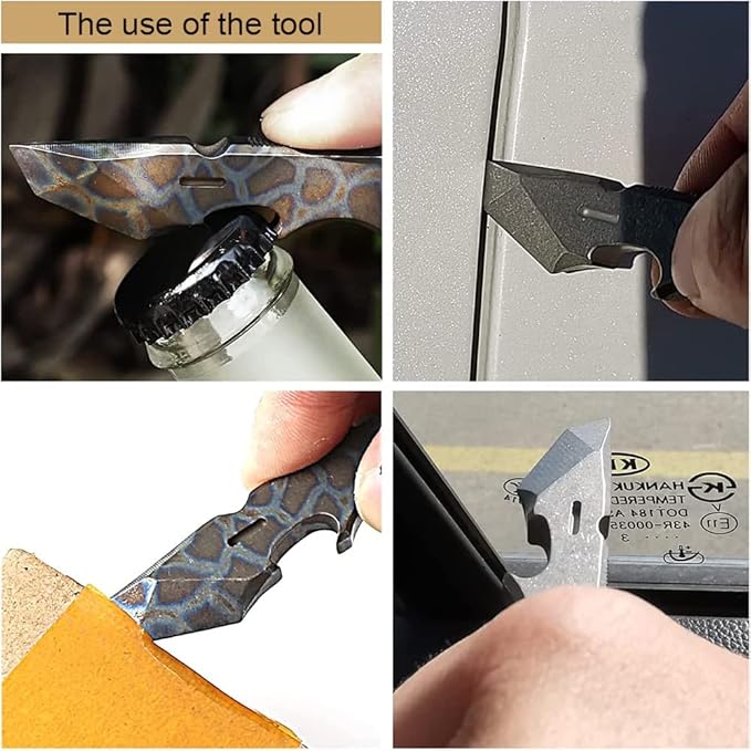 Titanium Pry Bar, Outdoor Multi-functional Pry Bar EDC Tools,Mini Pry Bar with Crowbar, Bottle Opener, Pocket Clip and Lanyard Hole/Grey