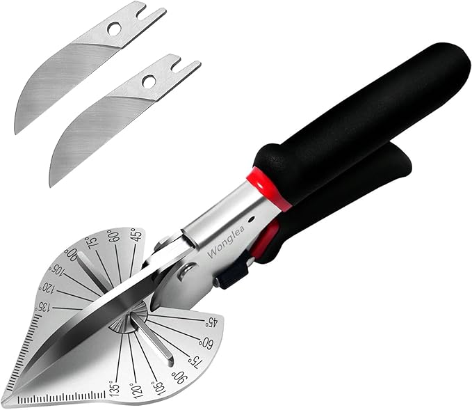 Multi-Angle Miter Shears for Angular Cutting Molding Crafting,Quarter Round Cutting Tool,Shoe Molding Cutter Tool Scissors, Adjustable 45-135 Degree Molding Trim Cutter Snips for Wood,PVC