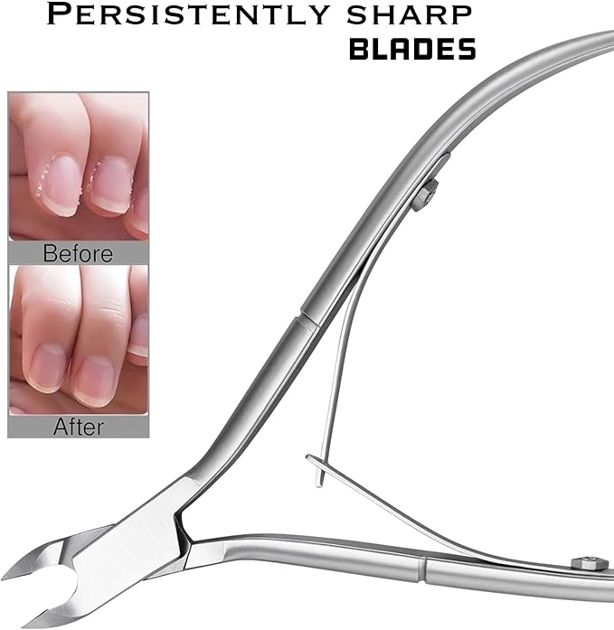 UM Supplies Cuticle Trimmer | Hangnail Remover | Extremely Sharp | Professional Cuticle Nippers | Stainless Steel | Cuticle clippers | Pedicure Manicure Tool (jaw 14) (Double Edge)