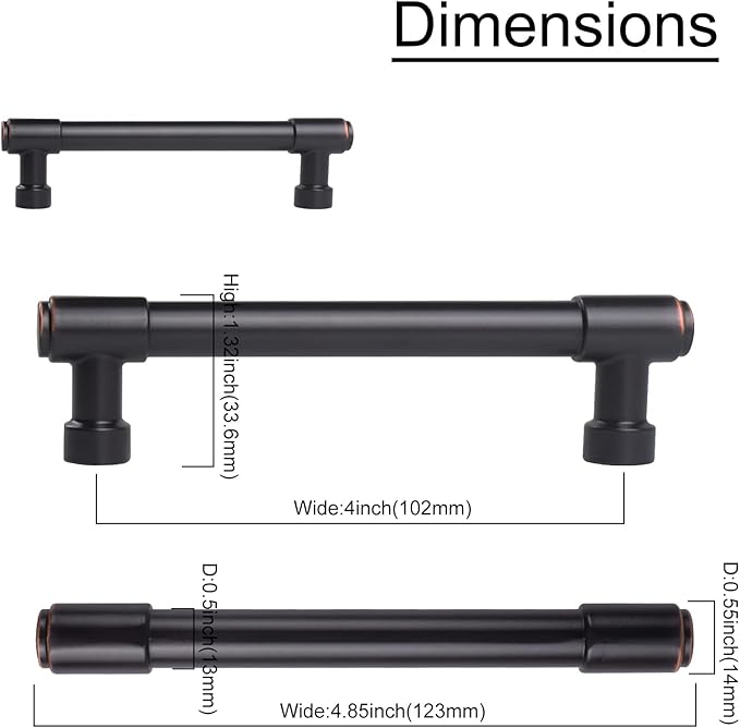 khtumeware Oil Rubbed Bronze Cabinet Pulls - Center to Center 4" (Approx. 102MM) - Pack of 10 - Kitchen Handles for Cabinets Cupboard Handles Drawer Pulls