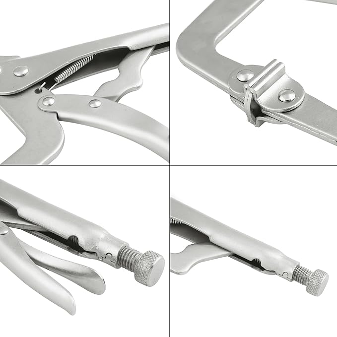 5 Pack 9 Inch C Clamp Locking Pliers,Locking C Clamp, Adjustable Nickel Plated C Pliers For Wood Working, Welding, Electrician Maintenance and more, by GENHAKON