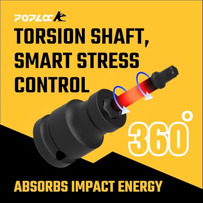 Poplock Impact Driver Set | 7-Piece 쩍 inch Drive Star Bit Set (T30?밫70) | 75mm Long Impact Driver Bit Set with 6-Lobed Allen Tips for Torx Fasteners T30 T40 T45 T50 T55 T60 T70