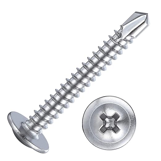Wensilon竊?00pcs竊?8횞1?쓋or Sheet Metal Self-Tapping Screws 410 Stainless Steel Truss Head High-Strength Quick Tapping Screws