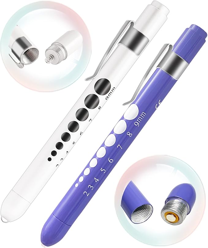 MEUUT 3 Pack Pen light & Medical Scissors-One Pantented Trauma Scissor Two LED Penlight with Pupil Gauge -8" Bandage Scissor for Nurse Doctor EMT