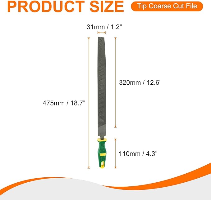 HARFINGTON Tip Coarse Cut File 14" Double Cut Teeth High Carbon Steel Hand Rasp File with Plastic Handle for Metal Wood Deburring Removing