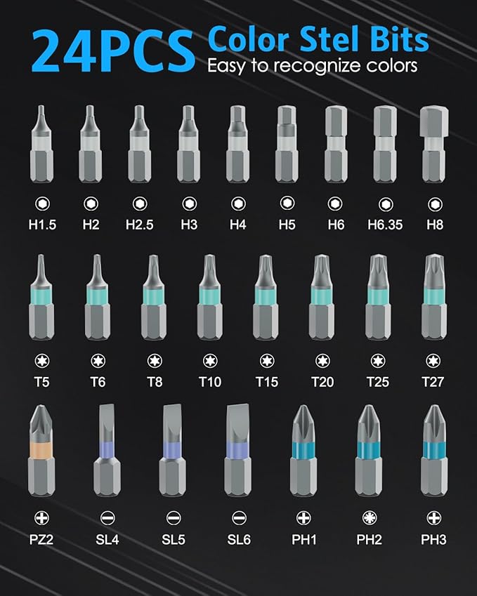 24 in 1 Magnetic Screwdriver Set, Mini Ratchet Screwdriver Set, Precision Repair Tool Kit with DIY Detachable Ratchet Handle, Multi Bit 24 in 1 DIY Screwdriver Kit for Christmas Gifts