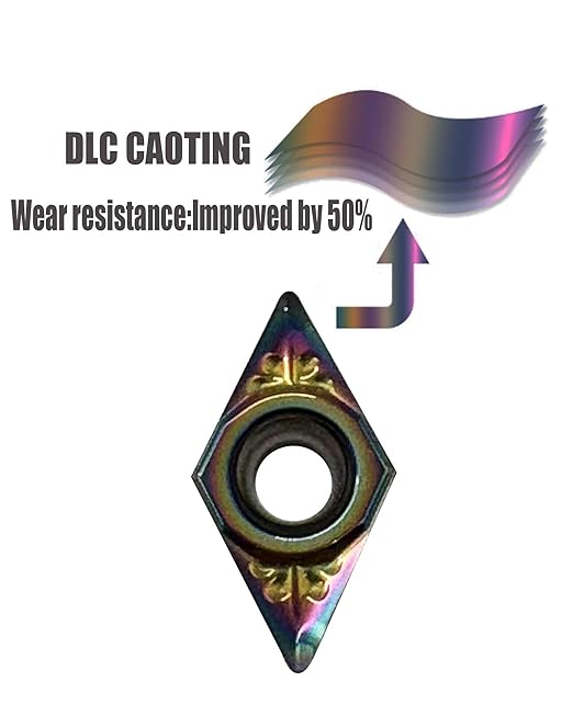 10pcs DCGT070204-AK DCGT21.51 Inserts for Aluminum DLC Colorful Coating Carbide Turning Inserts Boring and Outer circlr for Aluminum Copper Plastic Cutting