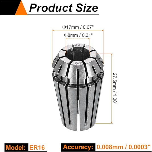 HARFINGTON Spring Collet Chuck ER16 8mm 65Mn Spring Steel Precision Router Collets for CNC Engraving Milling Lathe Tool