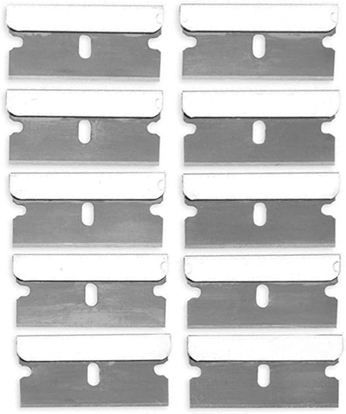 Razor Blades Metal Scraper Tool Pull Push Glass Scraper Stove Top Scraper Window Ceramic Scraper with10 PCS Single Edge Replacement Scraper Blades Removing Decal Label Residue Sticker,Silver