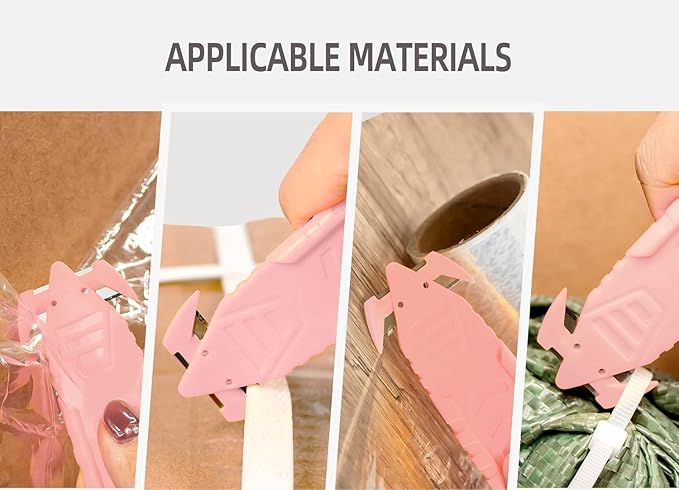 100 Pcs Safety Box Cutter T TOVIA Knife of Double-sided Recessed Concealed Blade for Household, Warehouse, Workshop - Pink