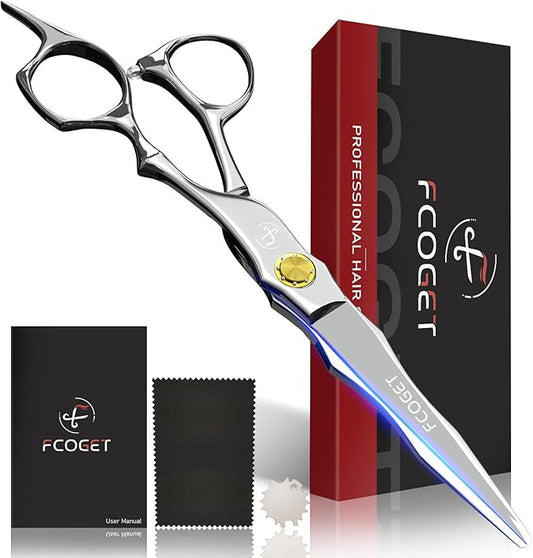 Hair Scissors Professional Hair Cutting Shears Right Hand - 6.8" Barber HIGH-END Extremely Sharp Haircut Scissors Professional Hairdressing Shears 440C Stainless Steel for Salon Home Stylists Silver