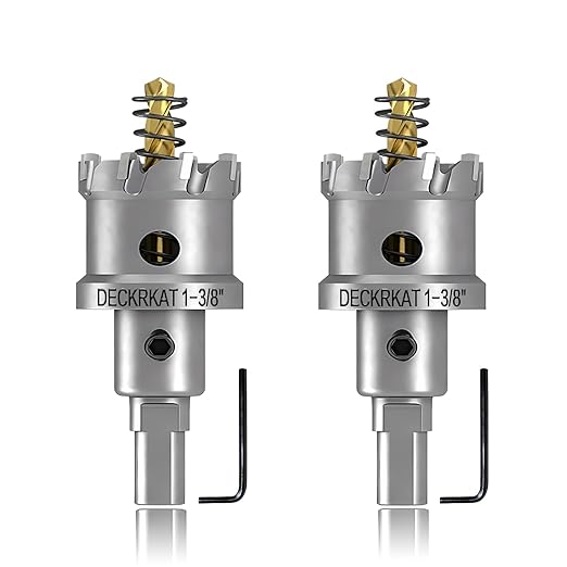 2-Pack 1-3/8" TCT Hole Saws for Hard Metal, Heavy Duty 35mm Tungsten Carbide Tipped Hole Cutters Set with Spring-Loaded Pilot Drill Bits for Stainless Steel, Metal, Iron, and Plastic