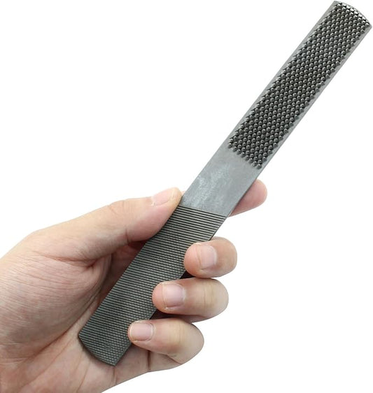 4 Way Wood Rasp File, Carbon Steel Hand File and Round Rasp, Half Round Flat & Needle Files for Sharping Wood and Metal Tools