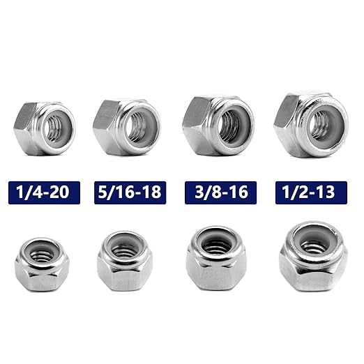1/4-20 Nylon Insert Hex Lock Nuts 100Pcs 304 Stainless Steel Locknuts, Hex Drive, Bright Finish, by SG TZH