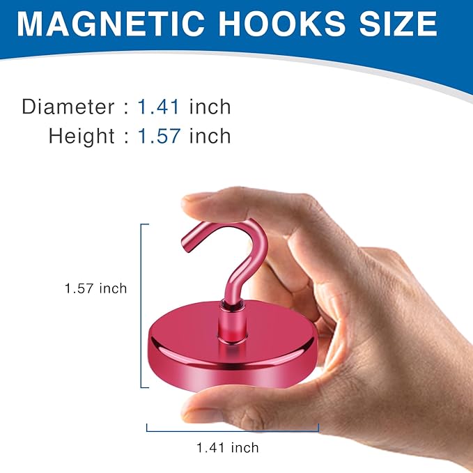 LOVIMAG Cruise Essentials, 170Lbs Cruise Door Magnets, Red Magnet Hooks for Cruise Cabin Strong Magnetic Hooks for Hanging, Refrigerator, Celling -6 Pack