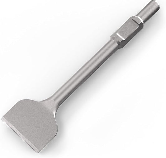 TOOVEM Hex Shank Masonry Chisel, 4 Inch Wide Alloy Steel Demolition Jack Hammer Thinset Scraper Adhesives Remover, Concrete Scraping Chisel Bits for Demolition Concrete Breaker