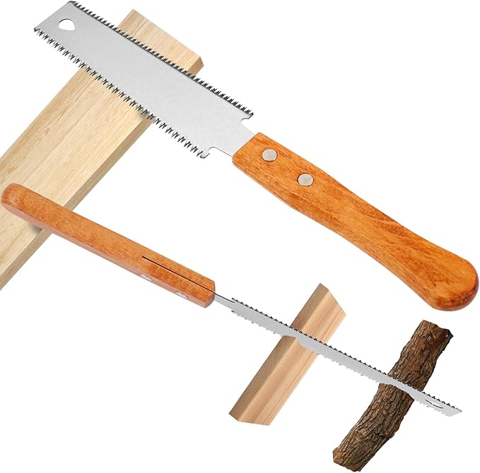 Japanese Hand Saw 2 Pack ，6 Inch Double-Edged Pull Saw with 14/17 TPI SK5 Steel Blade – Sharp Teeth & Comfort Wood Handle for Precision Woodworking Tools