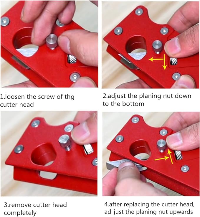 szhdxsy, Wood Planar carpenter's edge trimming tool, suitable for manual chamfering and planing of wood quick trimming,for Quick Edge Trimming and Chamfering,red