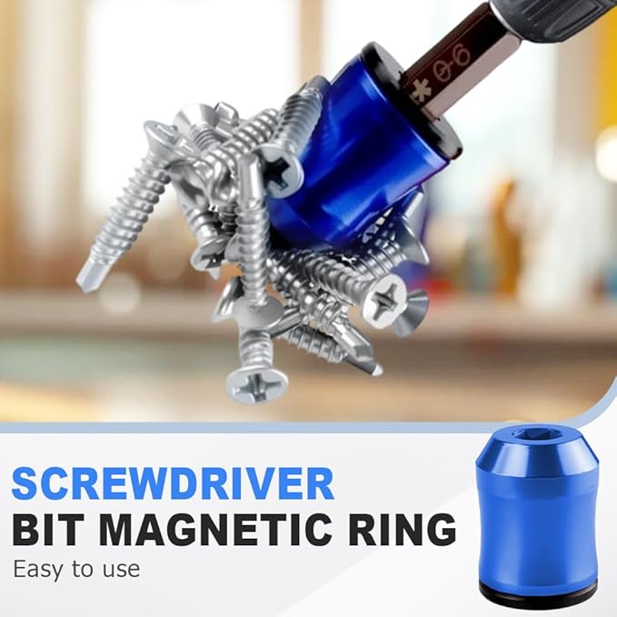 Screwdriver Head Magnetic Ring Set, Zinc Alloy Magnetizer with Hexagonal Design, Strong Magnetic Screw Holder for Furniture Assembly, Vehicle Repair, Handcrafting Projects (Yellow)