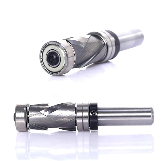 Compression Top and Bottom Bearing Flush Trim Router Bit 1/2 Shank - 3/4" Cutting Dia, 1-3/16" Height, Carbide Spiral Up-Down Pattern Template Flush Cut Router Bit, for Wood Trimming