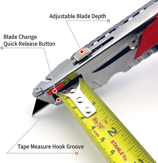 Drywall Utility Knife & Rasp K300 ??4-in-1 Gypsum Board Cutting Tool ??Professional Drywall Cutting Knife with Jab Saw & Tape Measure Hook (Navajas para Drywall)