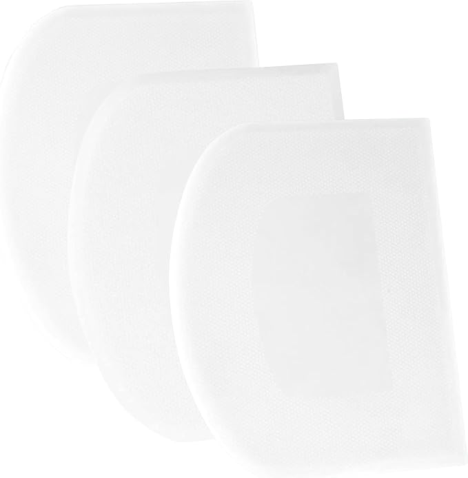 SURDOCA Dough Scraper Bench Scraper - 3P 9.5x6.1" Plastic Flexible Bowl Scraper, Sharp Edge & Angles Cake Scraper. Non-Slip Bakeware Decorating Tools Sculpting & Modeling Tools - Pure White