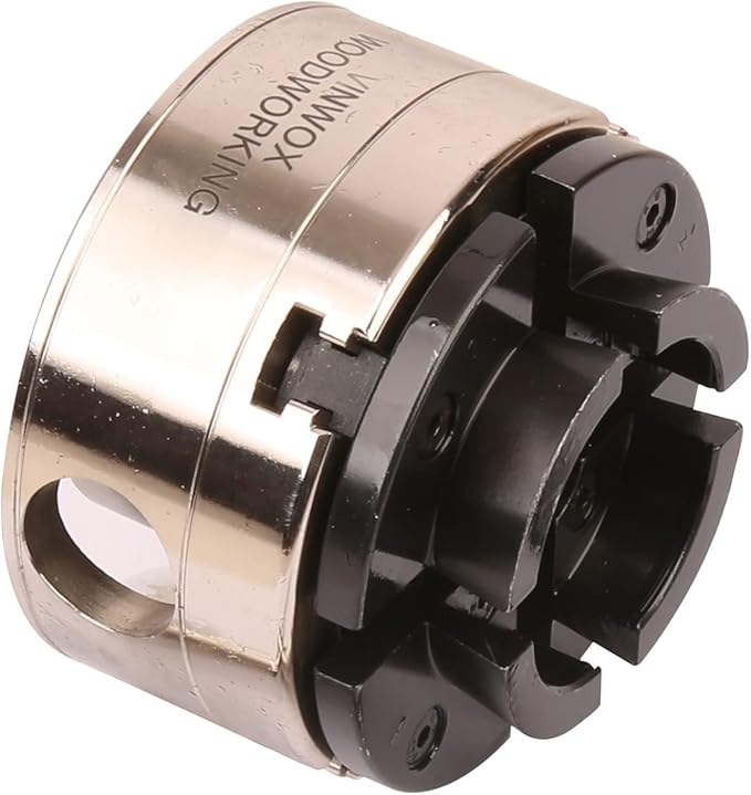 3-3/4INCH 4-Jaw Self-Centering Wood Lathe Chuck, 2" Round Jaw Mounted, 1"x8TPI thread & 3/4"x16TPI Adapter, Tightening Key, T Allen Wrench, Screw Chuck, SCK4-3.75, Nickle electric Coating Body